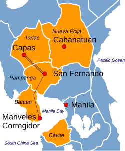 巴丹死亡行军路线图