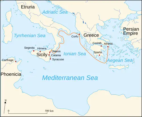 西西里远征路线图