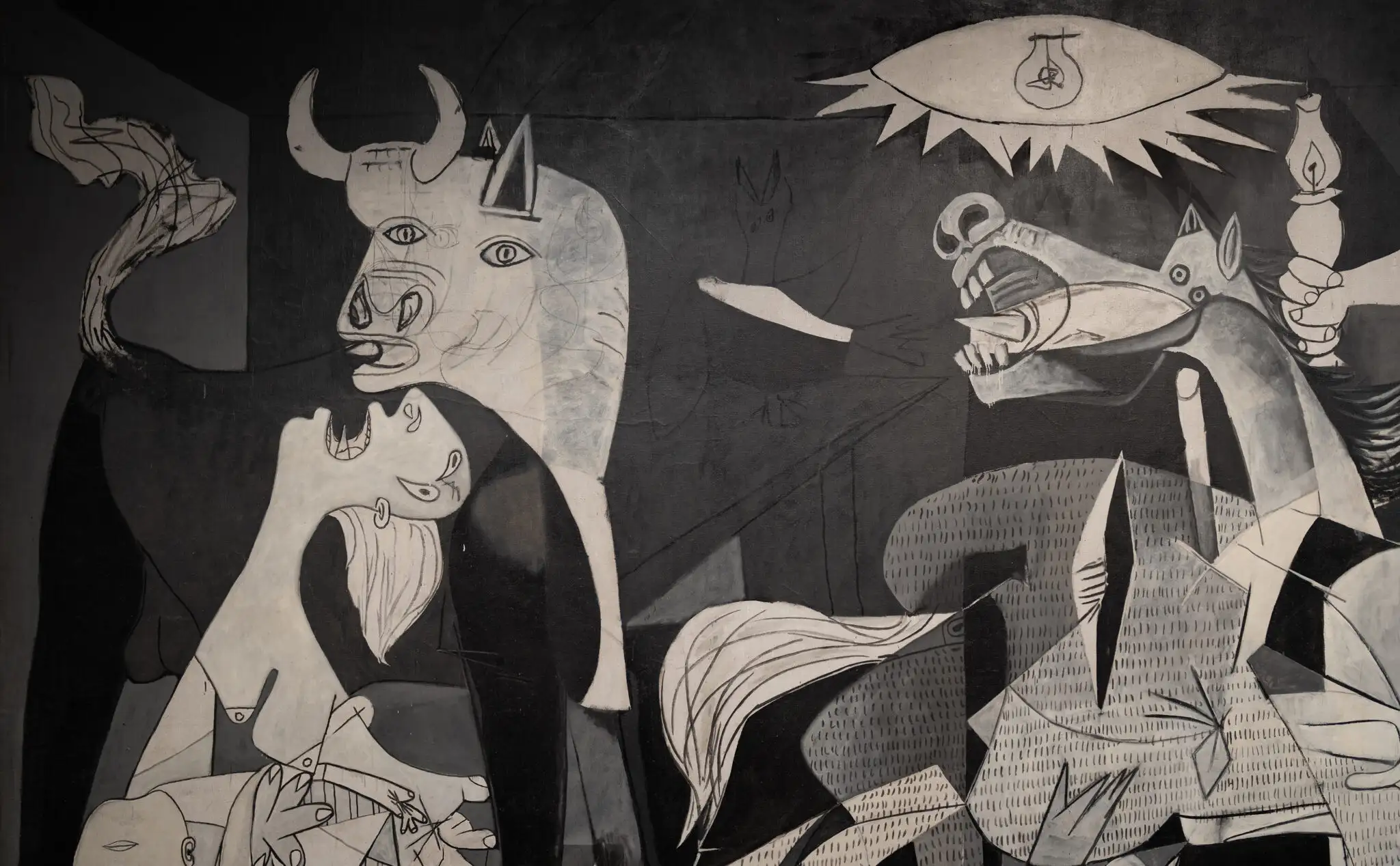 格尔尼卡废墟与马匹和公牛细节