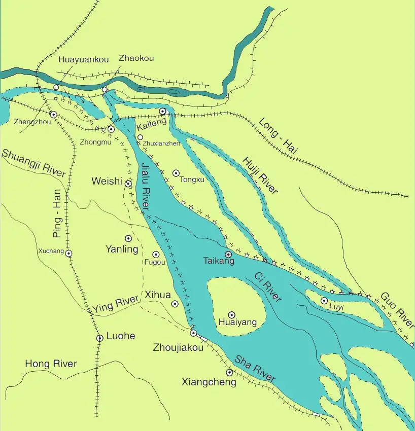 黄河洪水泛滥区域地图
