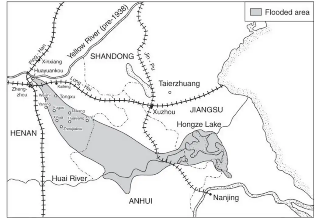 1938年黄河洪水淹没区域地图
