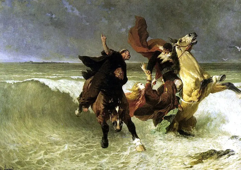 格拉德隆国王的逃亡 - E.V. Luminais 1884年画作