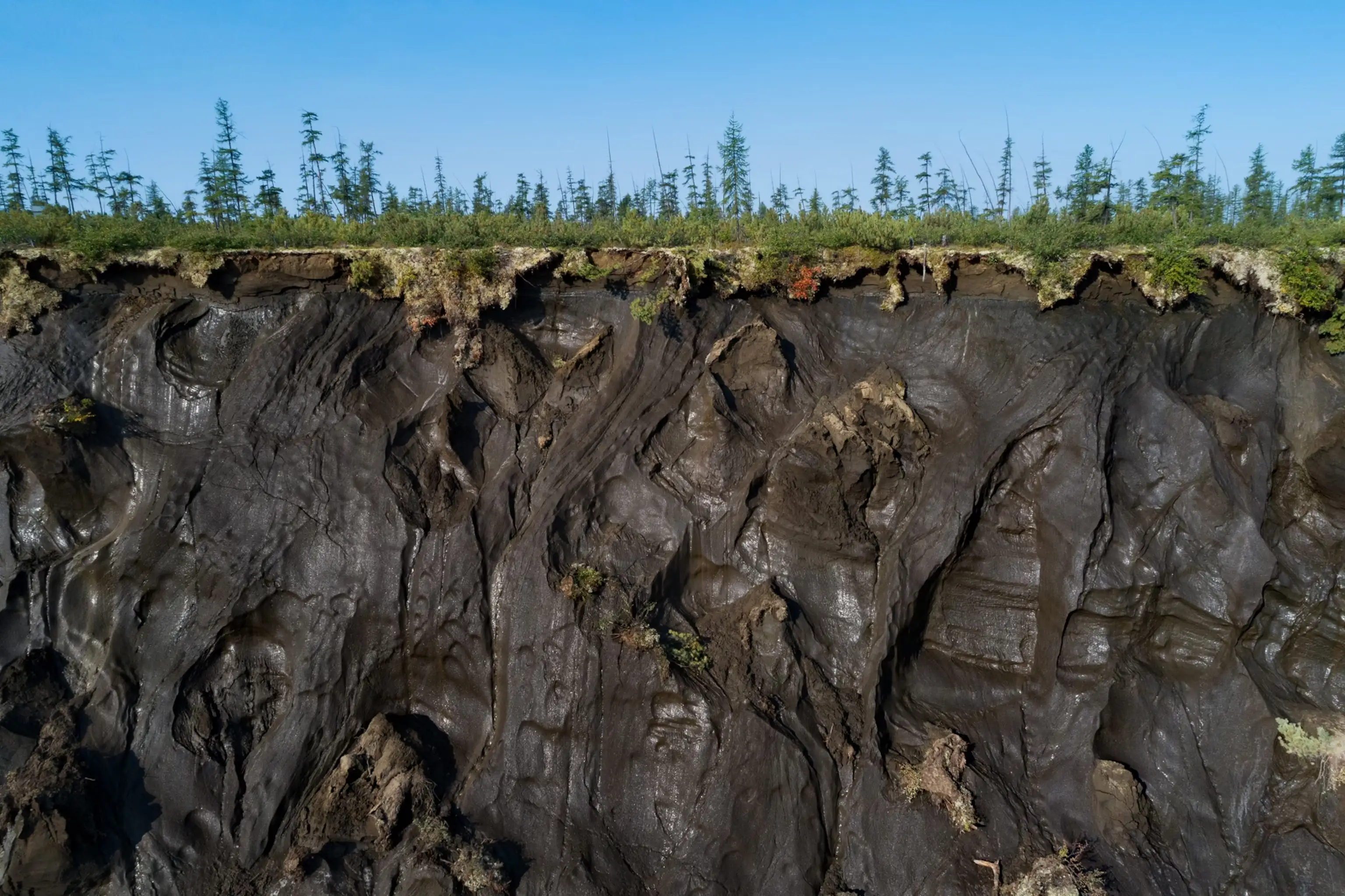 冻土层暴露的古老土壤