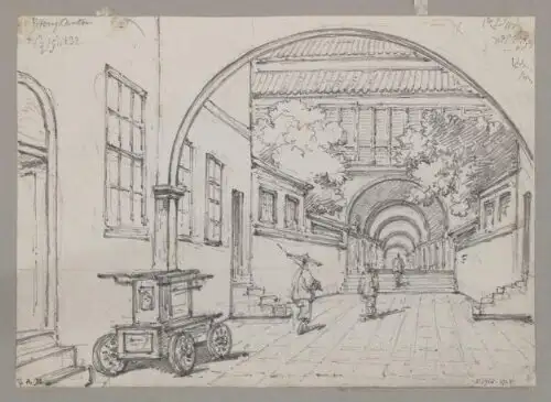 东印度公司广州商馆，乔治·钱纳利绘，1832年