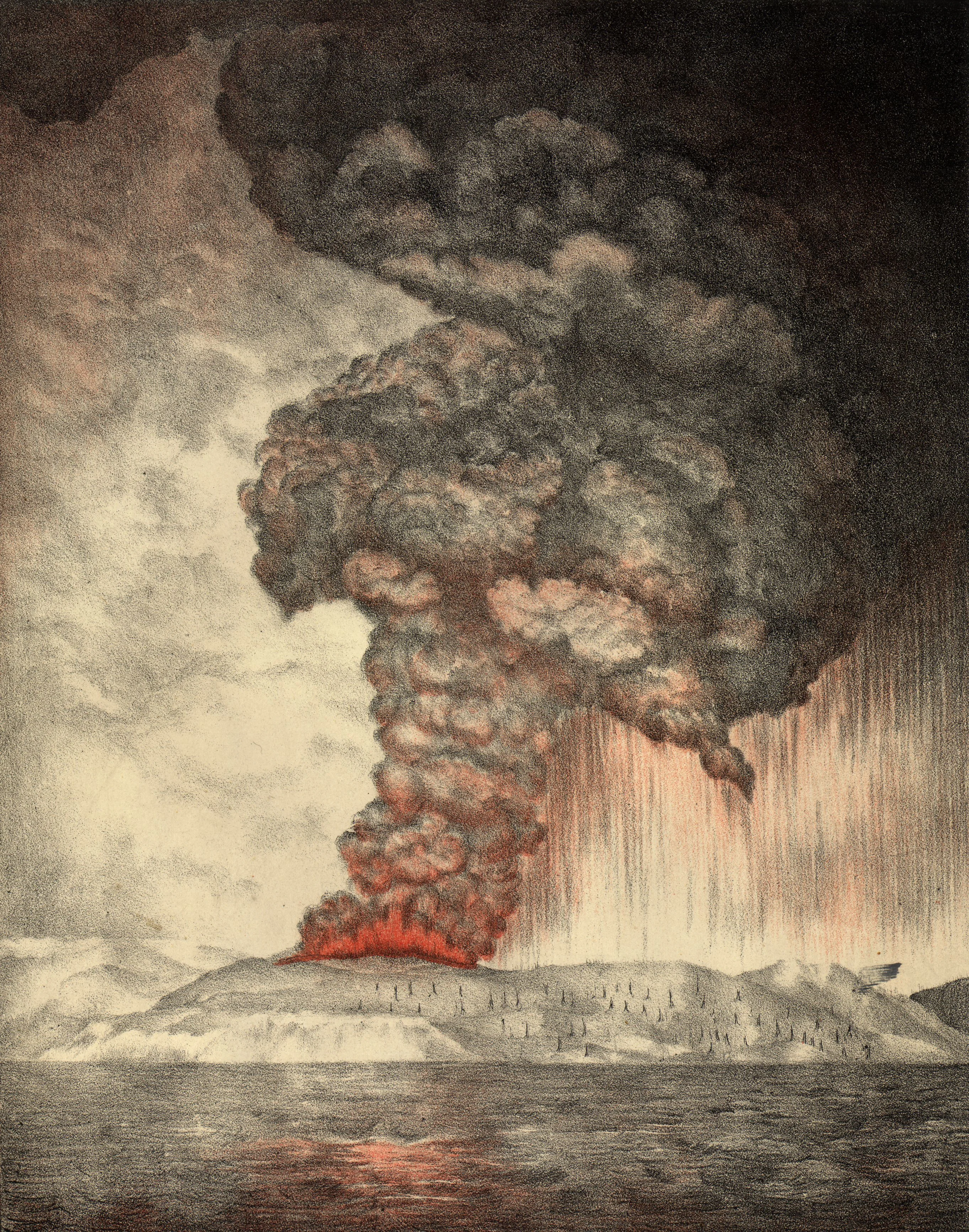 1883年克拉卡托火山爆发石版画