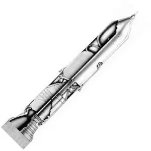 Sea Dragon火箭的剖面设计图,展示其内部结构布局