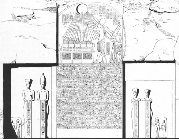 边界石碑N的复原图，展示了石碑的原始外观