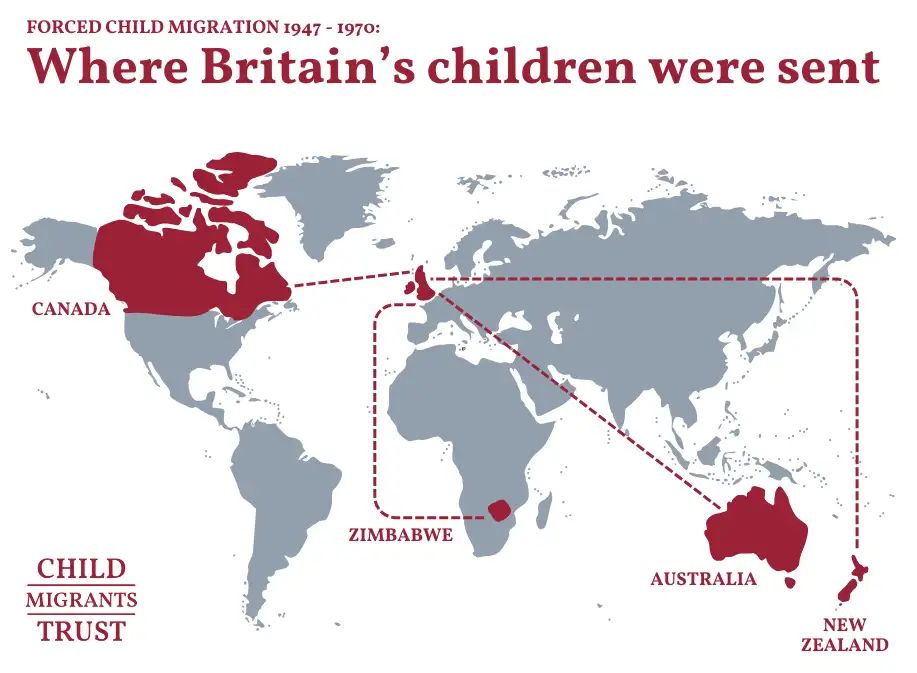 儿童移民的目的地地图