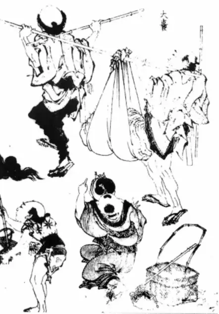 葛饰北斋绘制的阴囊象皮病