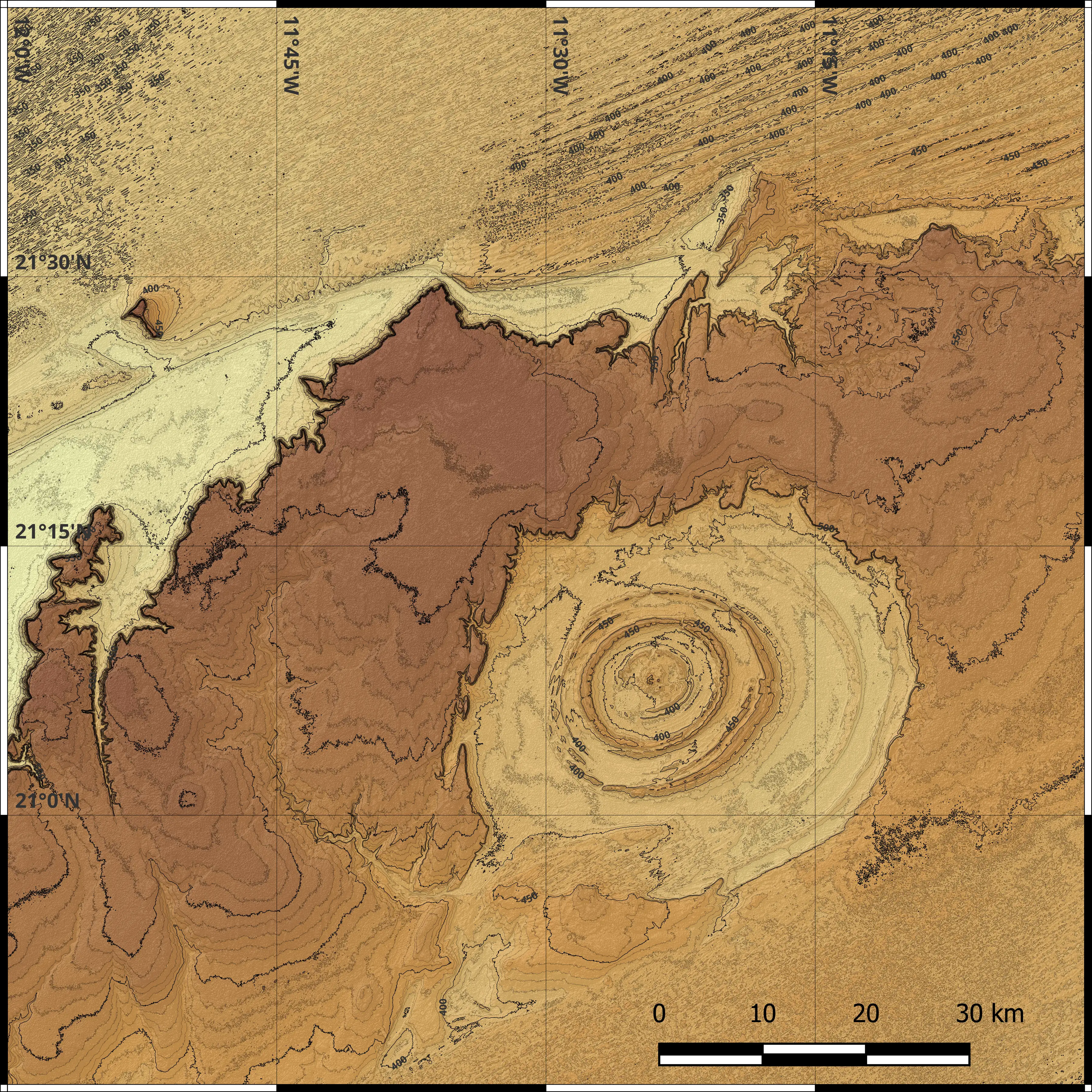 撒哈拉之眼的地形示意图