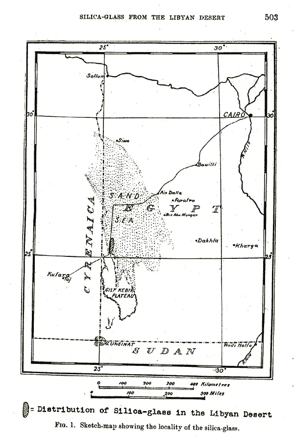 利比亚沙漠玻璃散落场地图