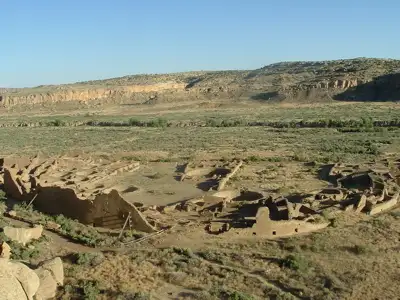 Pueblo Bonito aerial view at Chaco Canyon