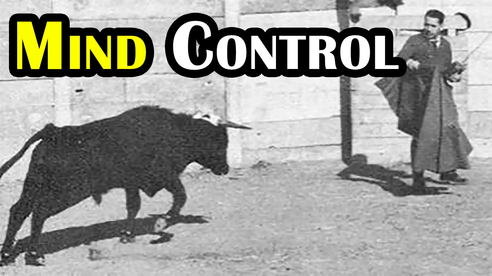 Jose Delgado在斗牛场手持遥控器面对公牛，1963年科尔多瓦