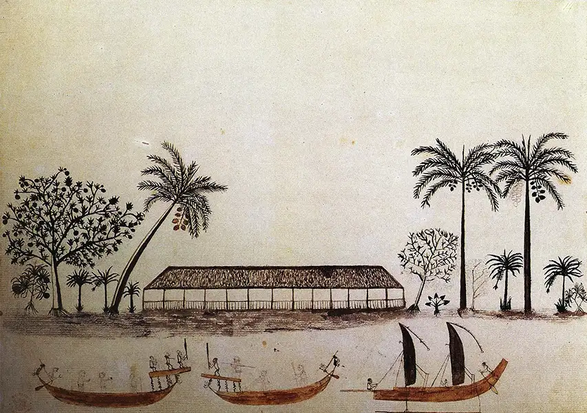 Tupaia绘制的塔希提岛独木舟