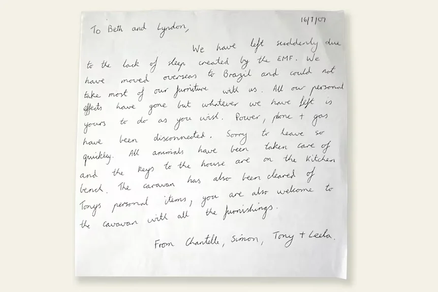 香特尔留下的纸条