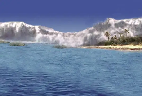 希克苏鲁伯小行星撞击引发的巨型海啸艺术再现