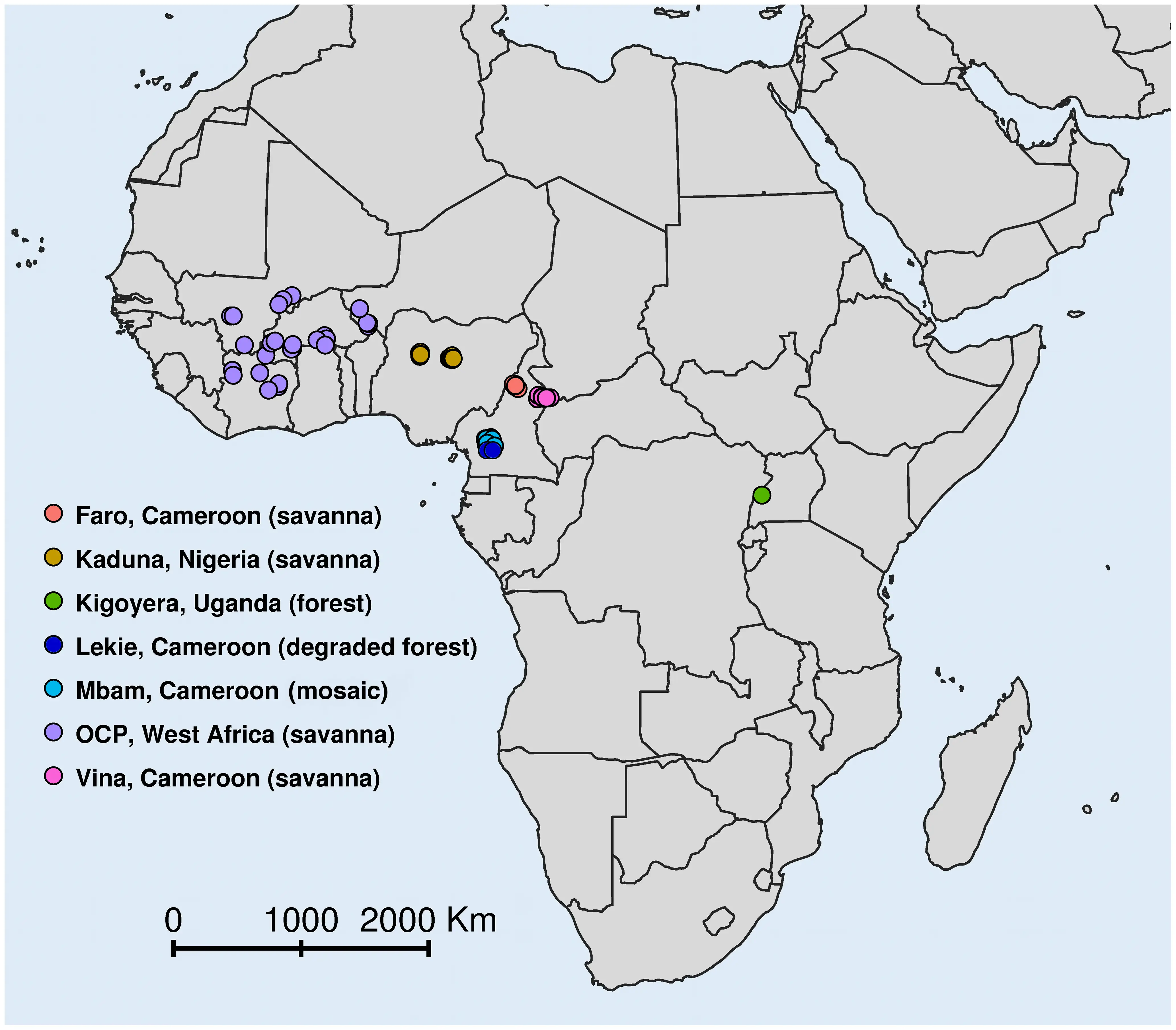 河盲症研究地点分布图
