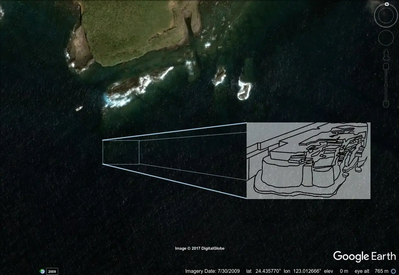 与那国岛海底遗迹的俯瞰图