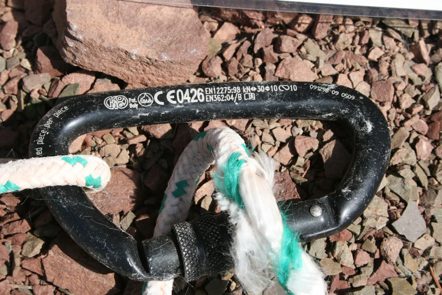 在埃里克遗骸上方发现的登山扣