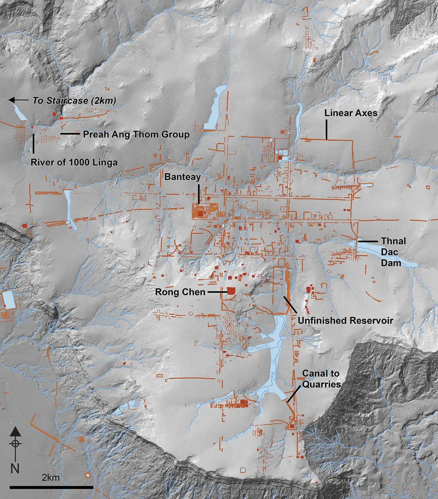 LiDAR扫描揭示的Mahendraparvata城市网格结构