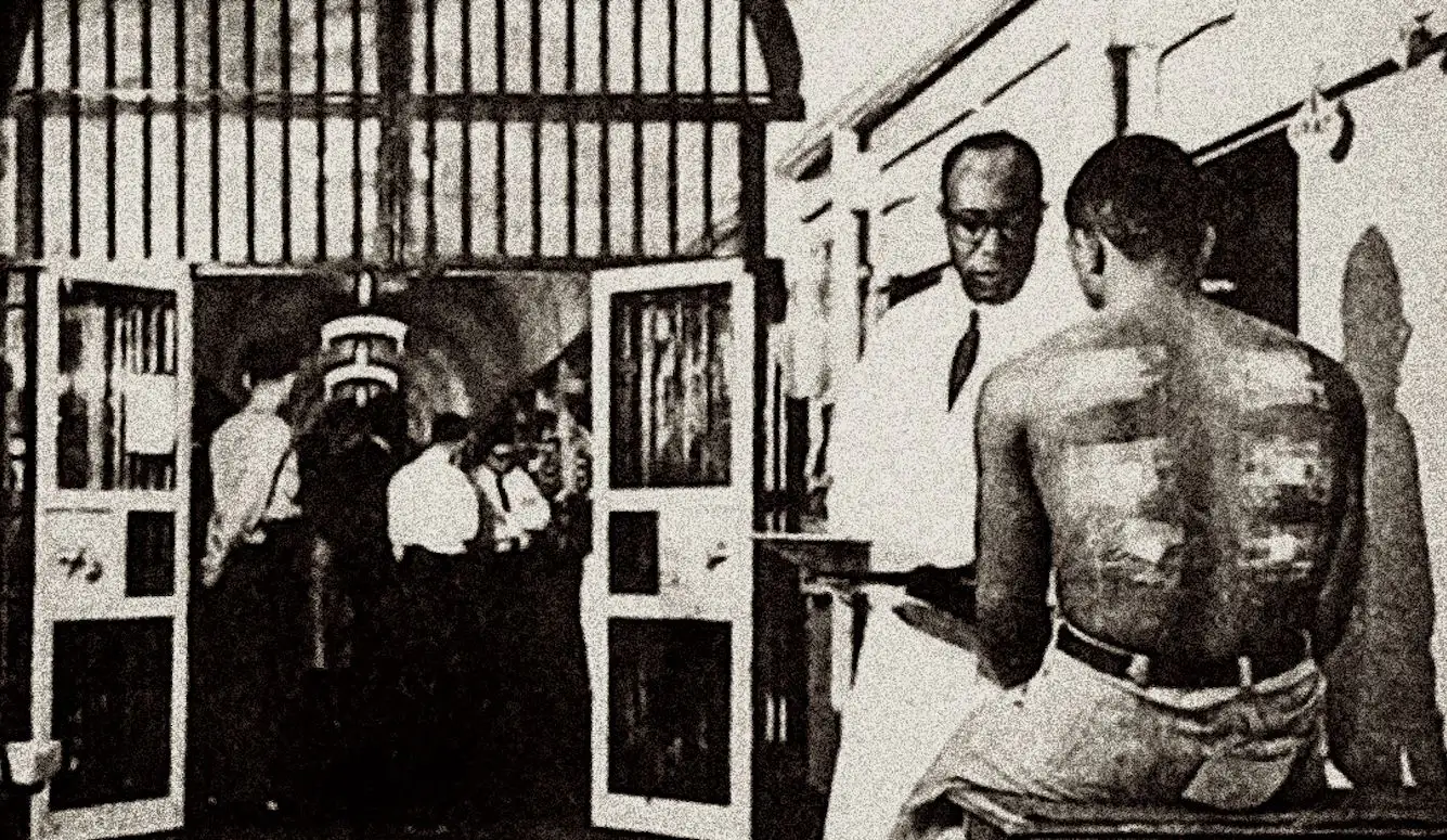 费城Holmesburg监狱鸟瞰图，这座监狱在二十三年间成为美国最大的人体实验工厂