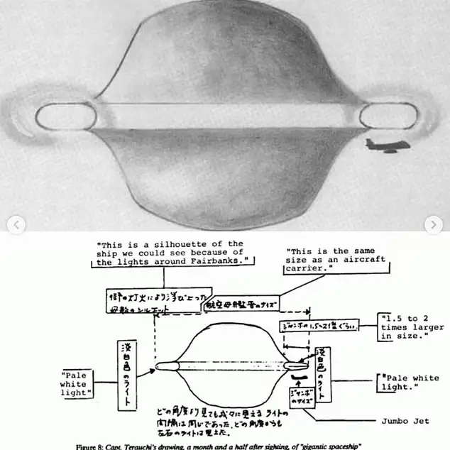机长寺内健寿手绘的巨型UFO"母舰"草图