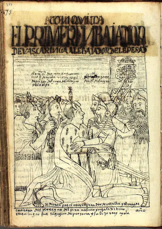 Guaman Poma描绘的西班牙征服者