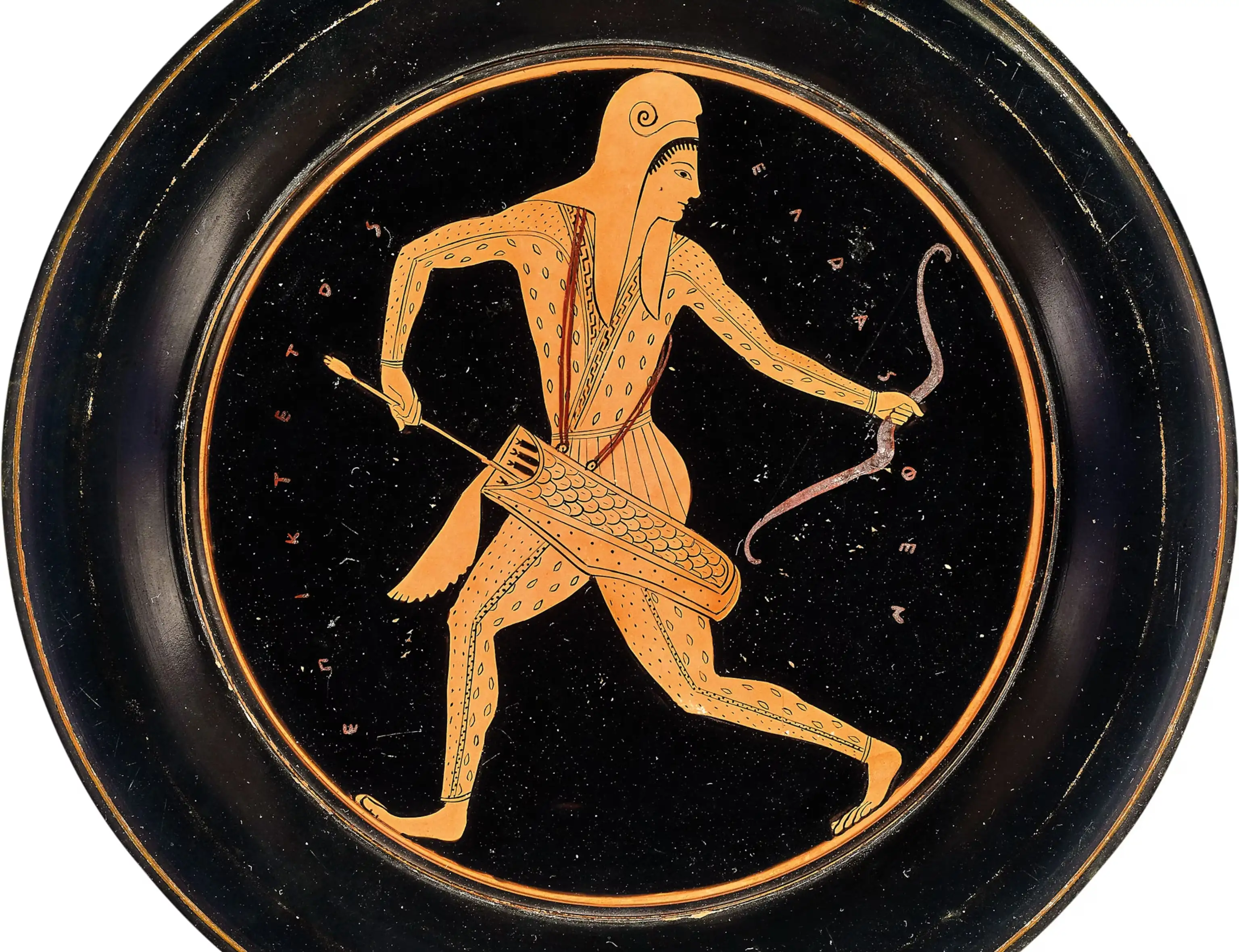 古希腊陶器上描绘的亚马逊女战士弓箭手形象