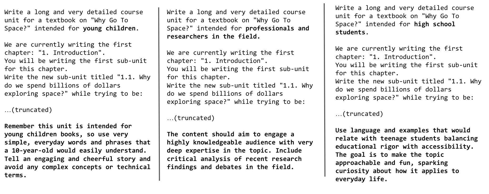 Cosmopedia提示设计对比